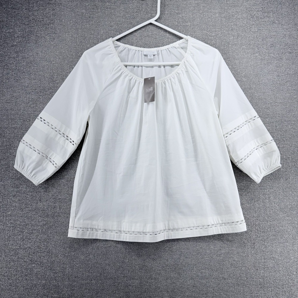 J Jill White Shirt Collection Top Women Size XS Petite White Lace NEW $79